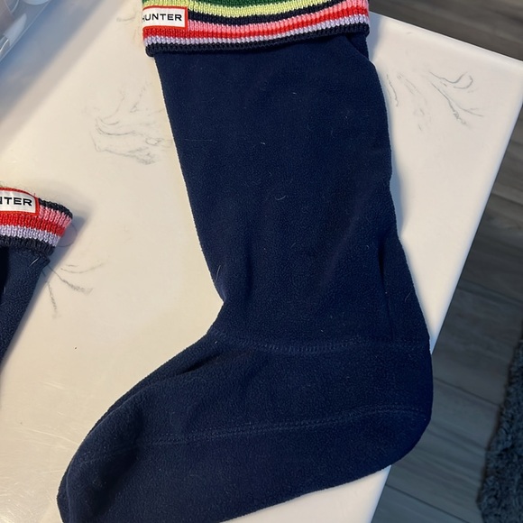 Hunter Navy Fleece Boot Socks with Striped Cuff - Picture 3 of 11